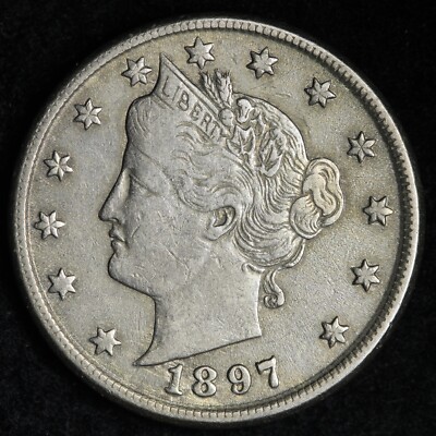 1897 Liberty nickel RPD-002 variety showing doubled 1897 date impression under magnification