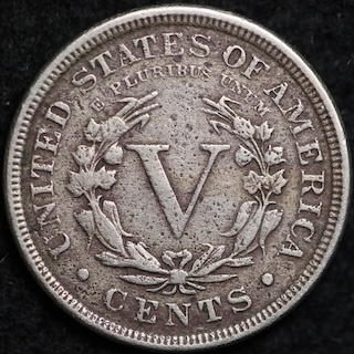 1897 Liberty nickel RPD-004 variety showing doubled leading 1 digit in the 1897 date under magnification